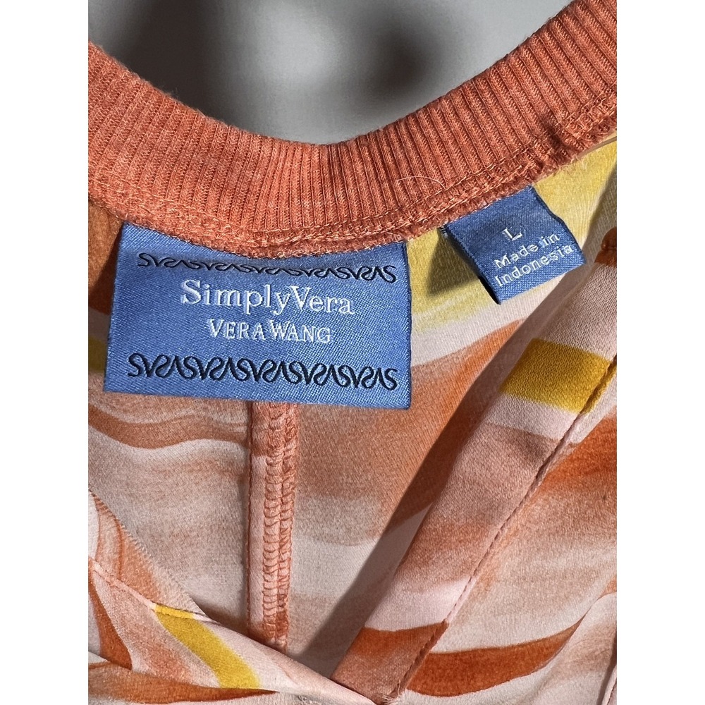 Simply Vera Vera Wang Women's L Orange Yellow Striped Sleeveless V-Neck Top - Picture 3 of 7